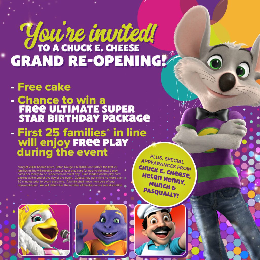 You're Invited :: To The Chuck E. Cheese Grand Re-Opening Event