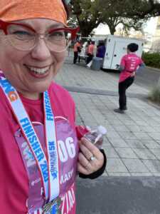 me, running Baton Rouge half-marathon, Wobbling Toward Grace, Part 2 :: On Being Imperfect
