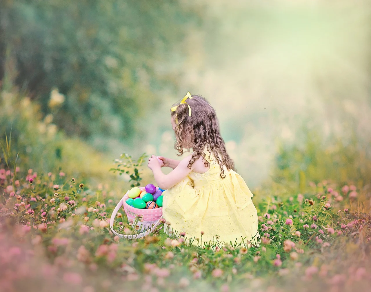 Easter Home Activities For Toddler’s- girl easter egg hunt