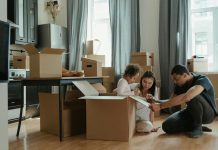 family with kids preparing to move