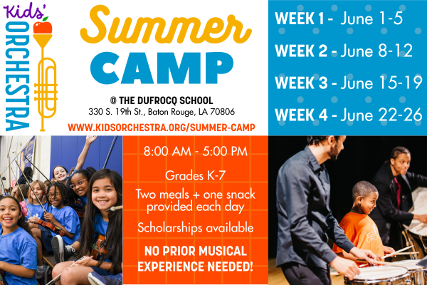 2026 Kids' Orchestra Summer Camp Ad (Red Stick Mom) 1 2026 Orchestra Camp in Baton Rouge